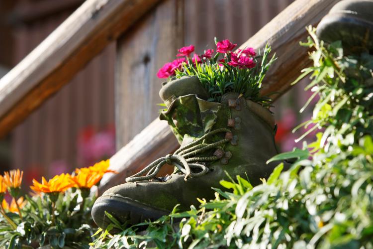 Scarpa da montagna con fiori